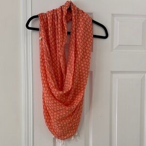 J. Crew Orange Infinity Scarf with White Motif